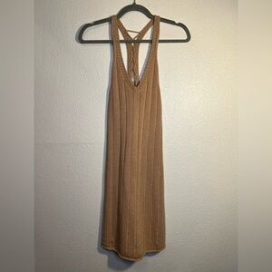 American Eagle Dress Knit Crochet Mini Brown Tan
